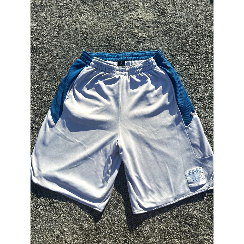 Jordan Flight Mens Large Basketball Shorts White Blue Air Jordan Jumpman Athlete